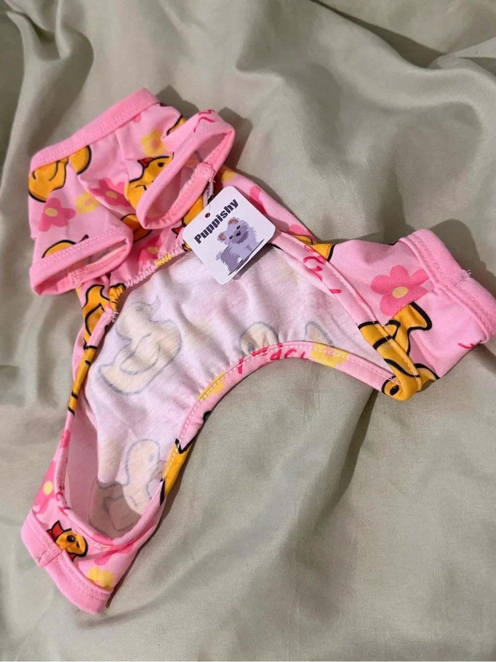 Pink Duck Print Dog Pajamas - Cute Quack Pattern